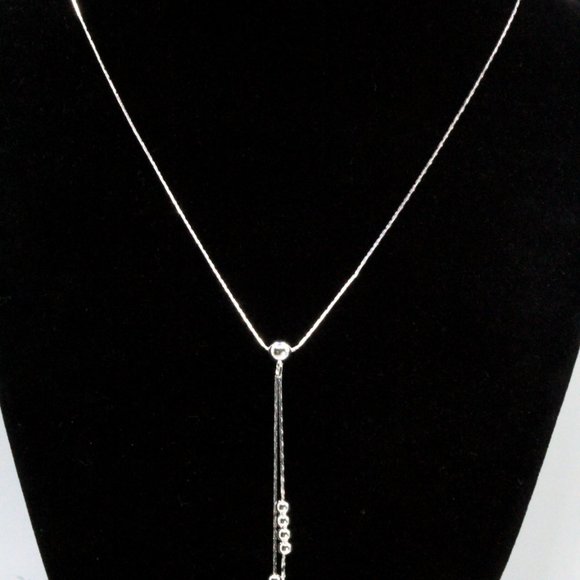 Contemporary New Sterling Silver Textured Drop Round Bead Dainty Necklace Set - Picture 4 of 9